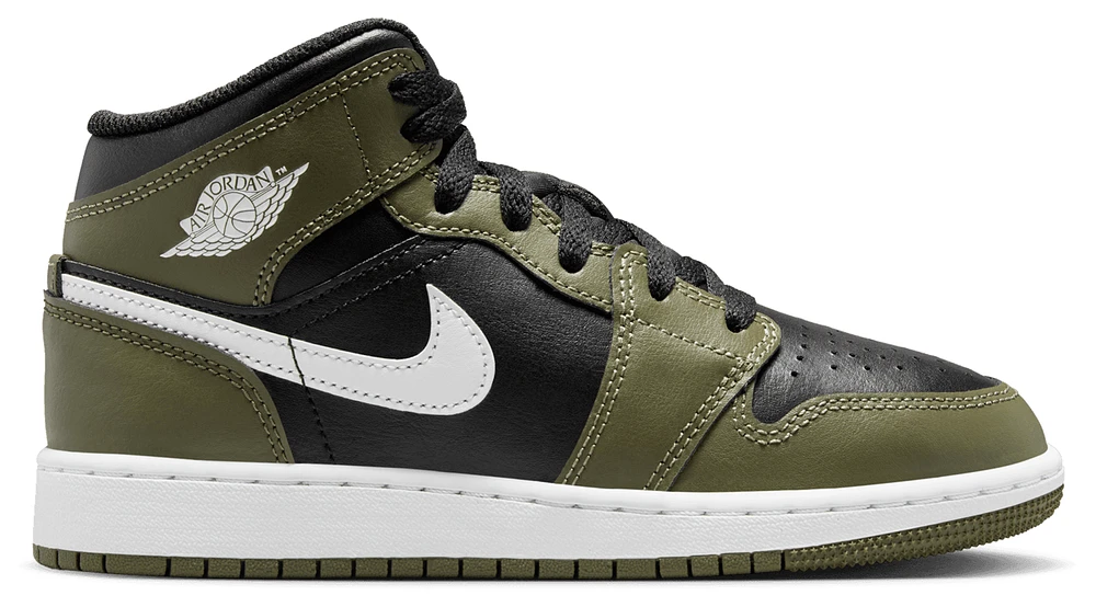 Jordan Boys AJ 1 Mid - Boys' Grade School Shoes Olive/White/Black