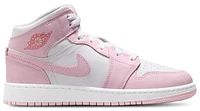 Jordan Girls 1 Mid - Girls' Grade School Basketball Shoes Pink Foam/White/Fired Red