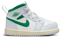 Jordan Boys AJ 1 Mid - Boys' Toddler Basketball Shoes Summit White/Pine Green