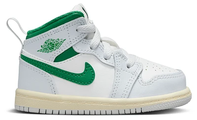 Jordan Boys AJ 1 Mid - Boys' Toddler Basketball Shoes Summit White/Pine Green