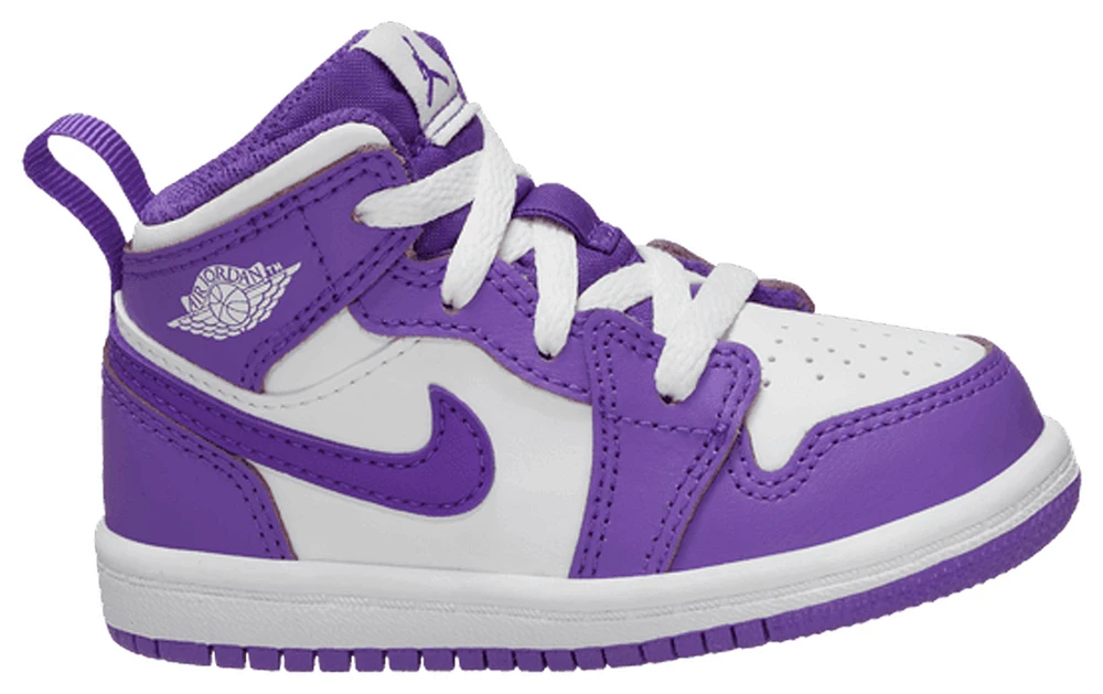 Jordan Girls Jordan AJ 1 Mid - Girls' Toddler Shoes White/Purple Venom Size 06.0