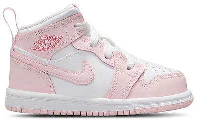 Jordan Girls AJ 1 Mid - Girls' Toddler Basketball Shoes Pink Foam/White/Fired Red