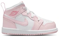 Jordan Girls AJ 1 Mid - Girls' Toddler Basketball Shoes Pink Foam/White/Fired Red