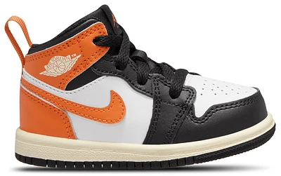 Jordan Boys Jordan AJ 1 Mid - Boys' Toddler Basketball Shoes White/Starfish/Black Size 09.0