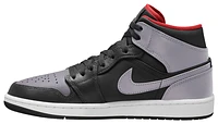 Jordan Mens Jordan AJ 1 Mid - Mens Basketball Shoes Black/Cement Grey/Fire Red Size 10.5