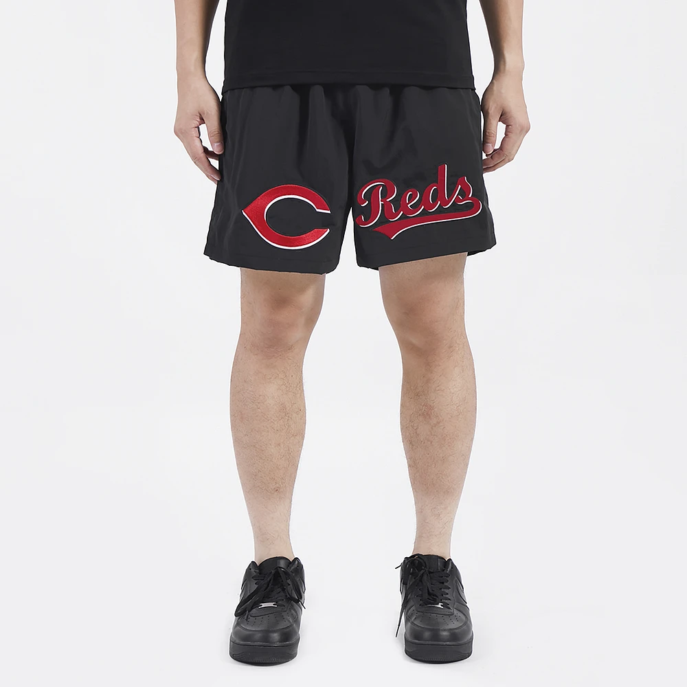 Pro Standard Mens Cincinnati Reds Dbl Logo Woven Short - Black/Black