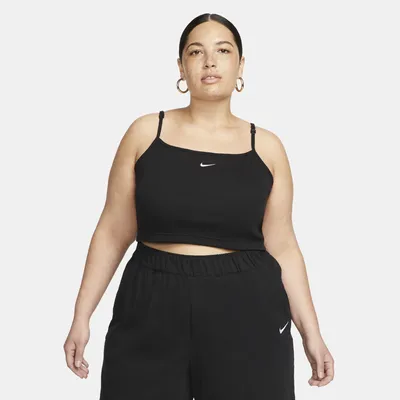 Nike Womens Plus Rib Crop Top - Black/White