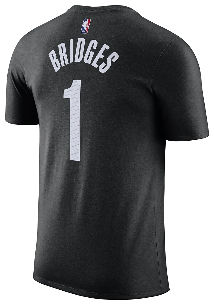 Nike Mens Miles Bridges Nets City Edition Name & Number T-Shirt - Black/White