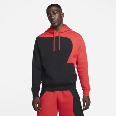 Nike Mens Nike Club Pullover Color Clash Hoodie - Mens Black/Red Size S