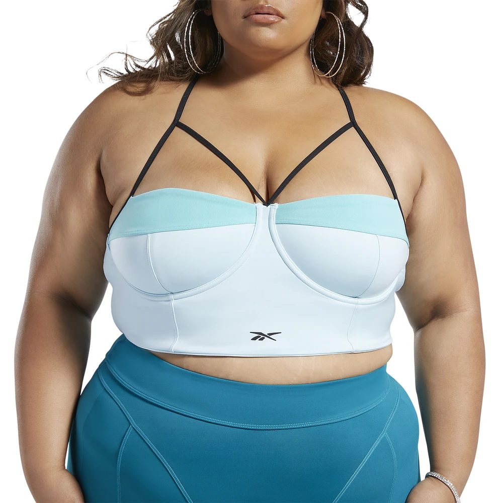 Reebok Womens Reebok Cardi Plus-Size Bralette - Womens Turquoise/White