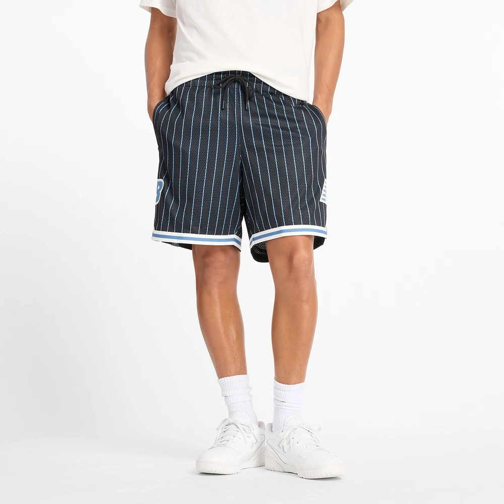 New Balance Mens Hoops Printed Mesh Shorts - Black