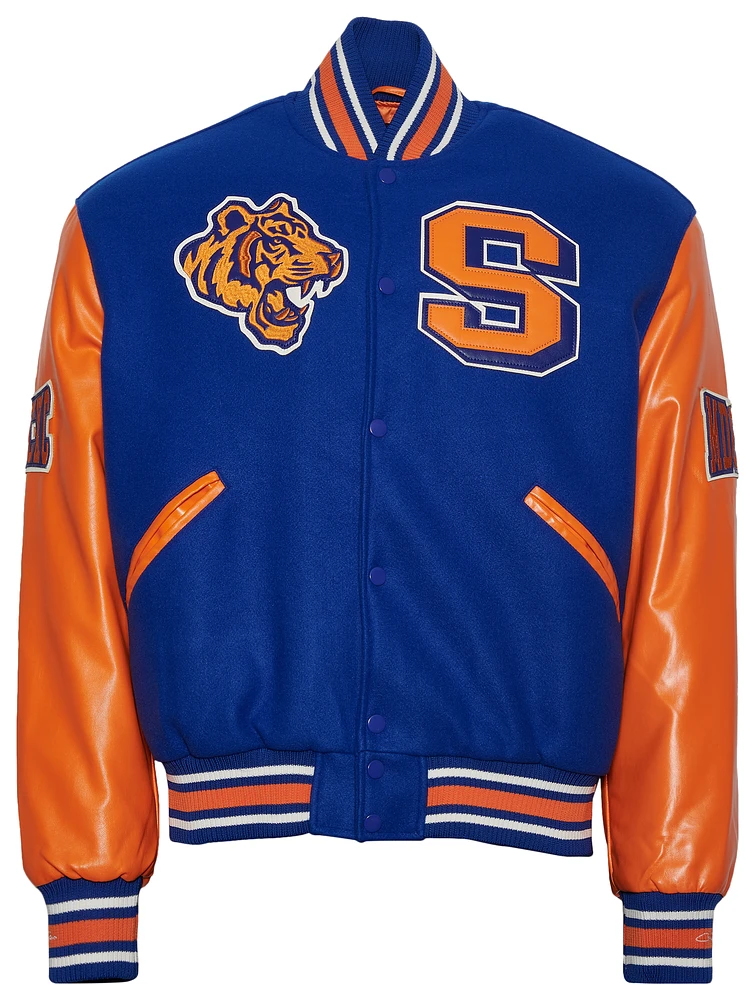 Campus Remix Mens Savannah State University Varsity Jacket - Blue/Orange