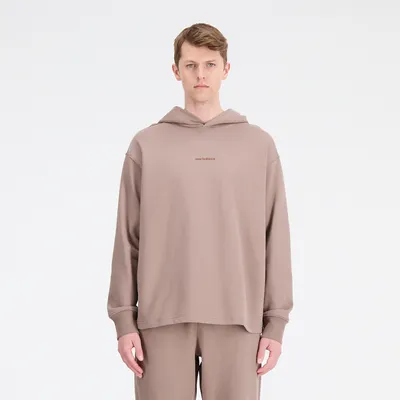 New Balance Mens Linear Pullover Hoodie - Mushroom