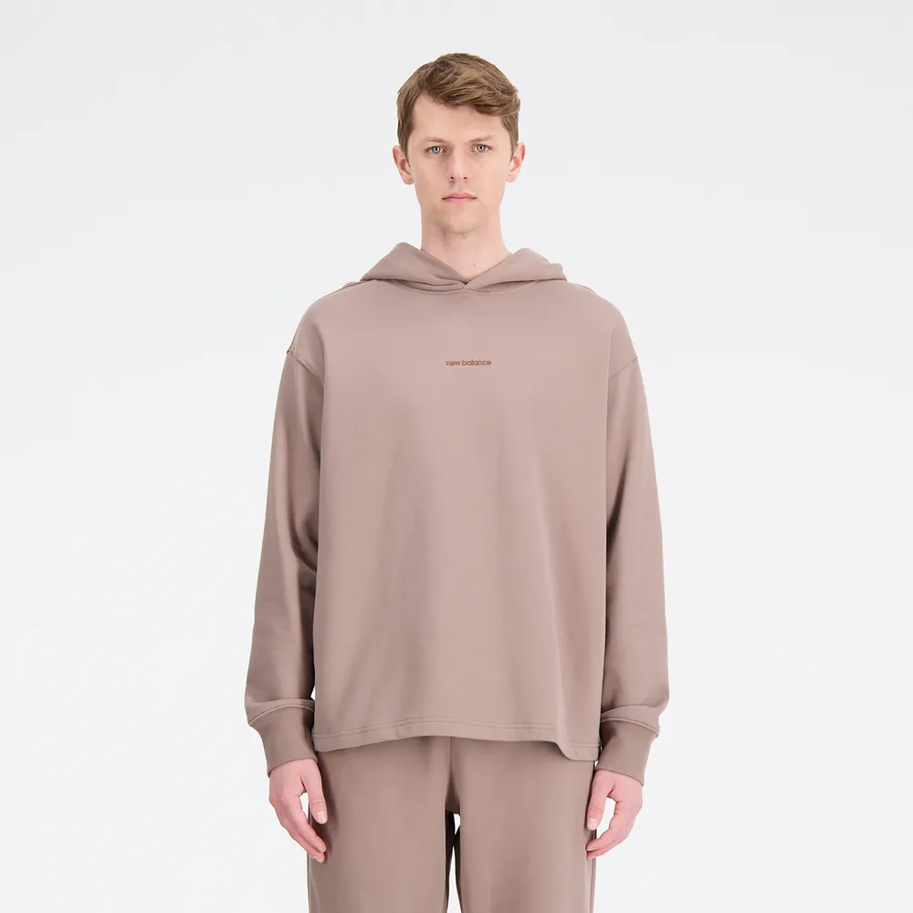 New Balance Mens Linear Pullover Hoodie - Mushroom