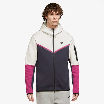 Nike Mens Tech Fleece Full-Zip Hoodie - Black/Beige/Pink