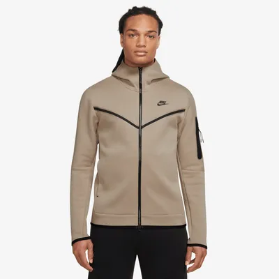Nike Mens Nike Tech Fleece Full-Zip Hoodie - Mens Beige/Black Size XL