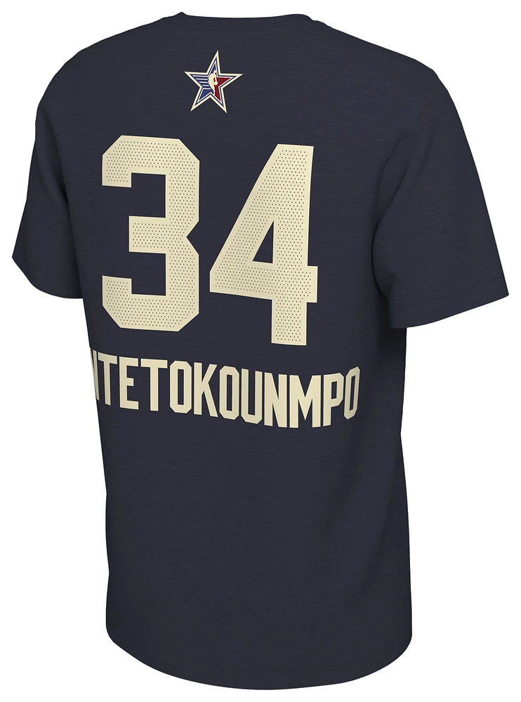 Nike Mens Giannis Antetokounmpo Nike All Star Week East 24 T-Shirt - Mens Navy/White Size M