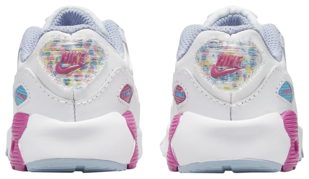 Nike Girls Nike Air Max 90 LTR SE - Girls' Toddler Running Shoes Active Fuchsia/Multi/White Size 04.0