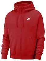 Nike Mens Nike Club Full-Zip Hoodie - Mens White/University Red Size XXL