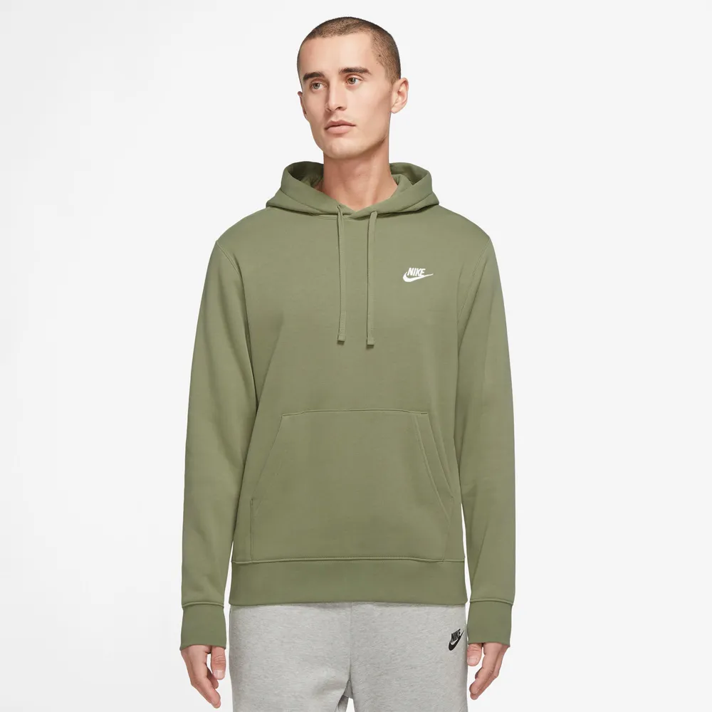 Nike Mens Nike Club Pullover Hoodie - Mens Olive/White Size XXL