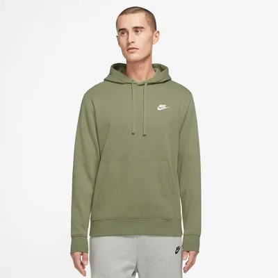 Nike Mens Club Pullover Hoodie - Olive/White