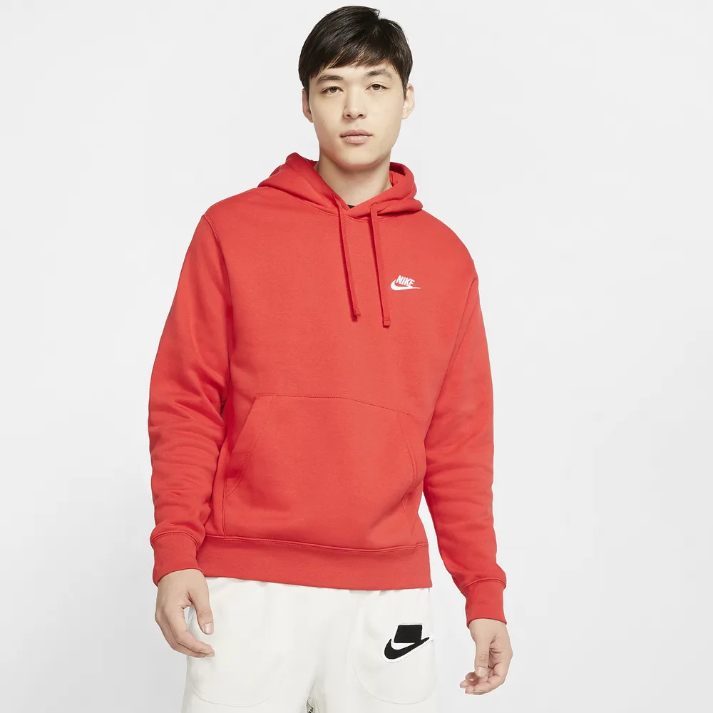 Nike Mens Club Pullover Hoodie - University Red/White