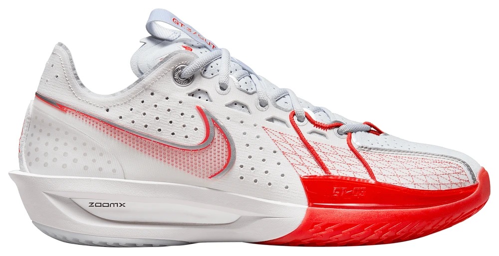 Nike Mens Nike Air Zoom G.T. Cut 3 - Mens Basketball Shoes Summit White/Metallic Silver/Picante Red Size 13.0