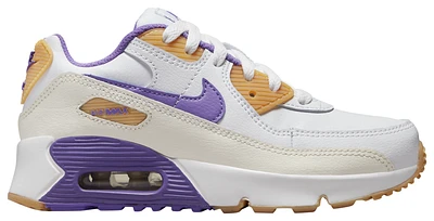 Nike Boys Nike Air Max 90 Leather - Boys' Preschool Running Shoes Citron Tint/Action Grape/White Size 03.0