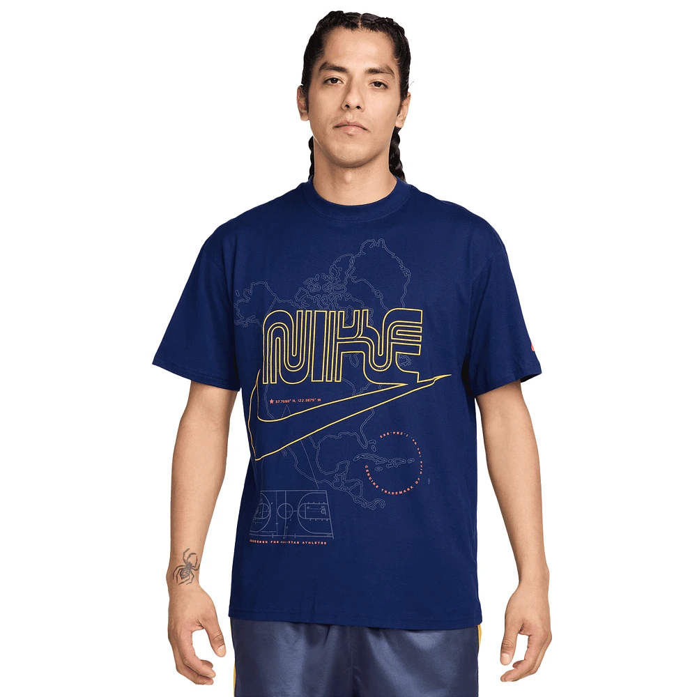 Nike Mens Max 90 Short Sleeve T-Shirt - Blue Void/Gold