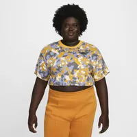 Nike Womens Nike Plus Size Short Sleeve AOP Crop Top - Womens Light Thistle/Yellow Ochre/Sail