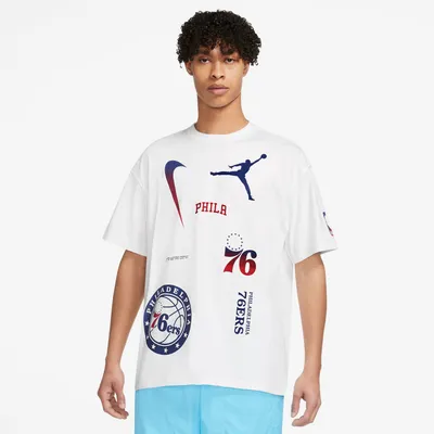 Nike Mens 76ers Statement All Over Print T-Shirt - White/Blue