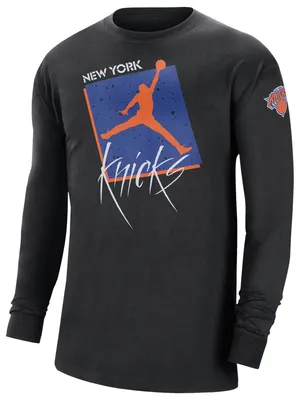 Nike Mens Nike Knicks Courtside Statement L/S T-Shirt - Mens Black/Orange Size L