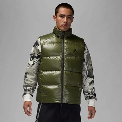 Jordan Mens Jordan Flight Down Vest - Mens Medium Olive/Black Size XL