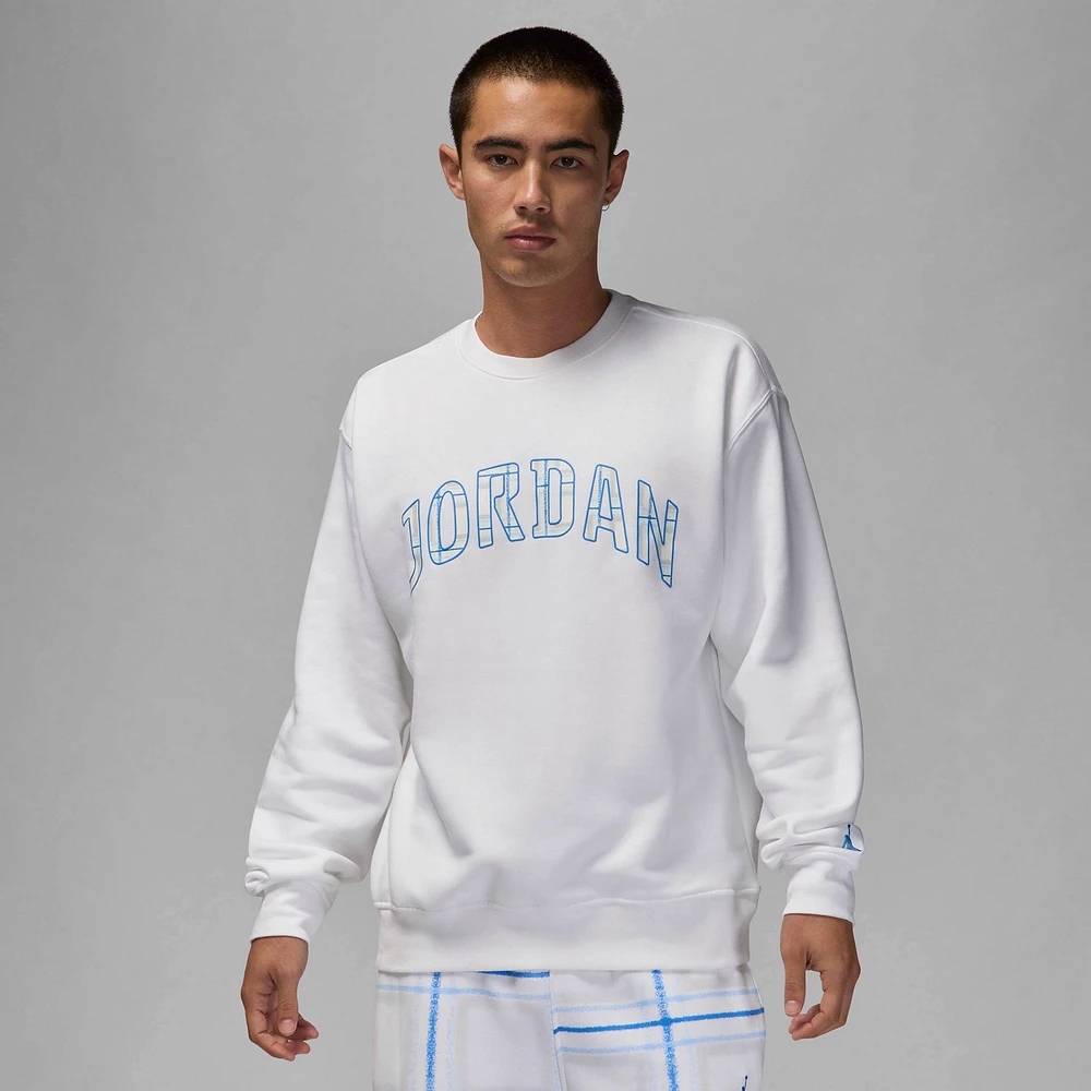 Jordan Mens Jordan Essential Holiday Fleece Crew - Mens White/Legend Blue Size L