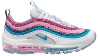 Nike Girls Air Max 97 SE - Girls' Grade School Shoes White/Blue Lightning/Active Fuchsia