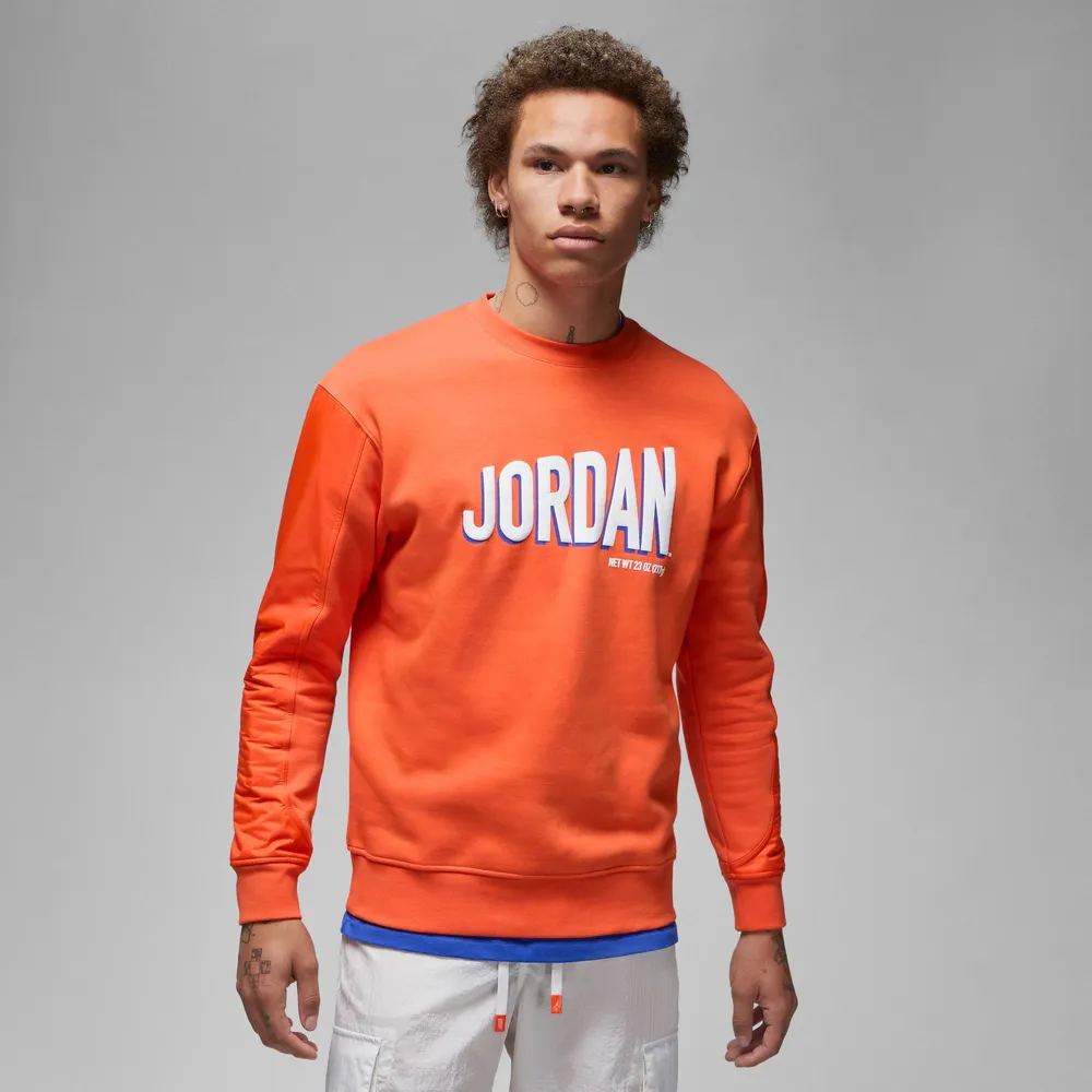 Jordan Mens Jordan Flight MVP Fleece Crew - Mens Orange/White Size S