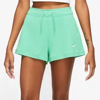 Nike Womens NSW Rib Jersey Shorts - Spring Green/White