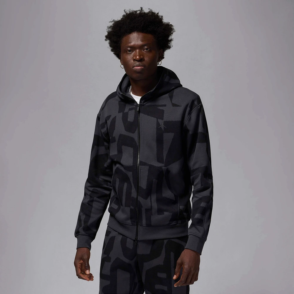 Jordan Mens Dri-FIT Sport Hoop AOP Full-Zip - Black/Black