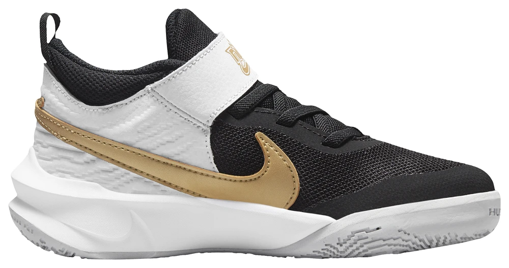 Nike Boys Hustle D 10 - Boys' Preschool Basketball Shoes Metallic Gold/Black/White