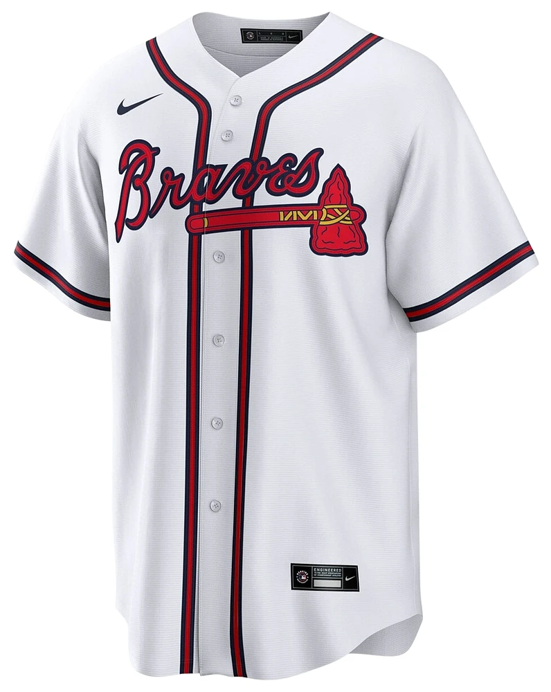 Nike Mens Ronald Acuna Jr Braves Replica Player Jersey - White/White