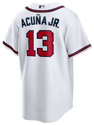 Nike Mens Ronald Acuna Jr Braves Replica Player Jersey - White/White