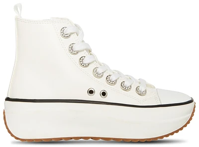 Steve Madden Girls JWINSTON HIGH TOP SNEAKER - Girls' Grade School Shoes White Rhinestone