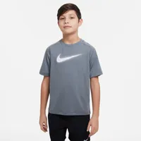 Nike Boys Dri-FIT Multi + Short Sleeve GX Top - Boys' Grade School White/Grey