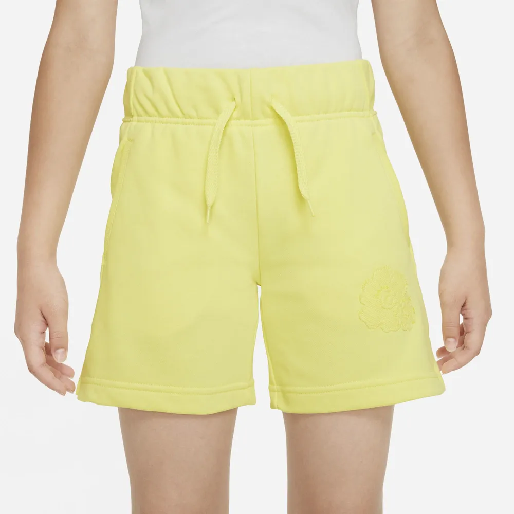 Nike Girls Club 5" Shorts - Girls' Grade School Yellow/White