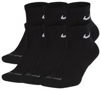 Nike Mens 6 Pack Dri-FIT Plus Quarter Socks - Black/White