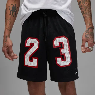 Jordan Mens Jordan Mesh GFX Shorts - Mens Black/White Size S