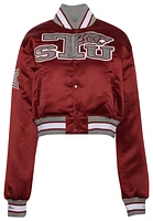 Campus Remix Womens Texas Southern University Satin Jacket - Maroon/Maroon