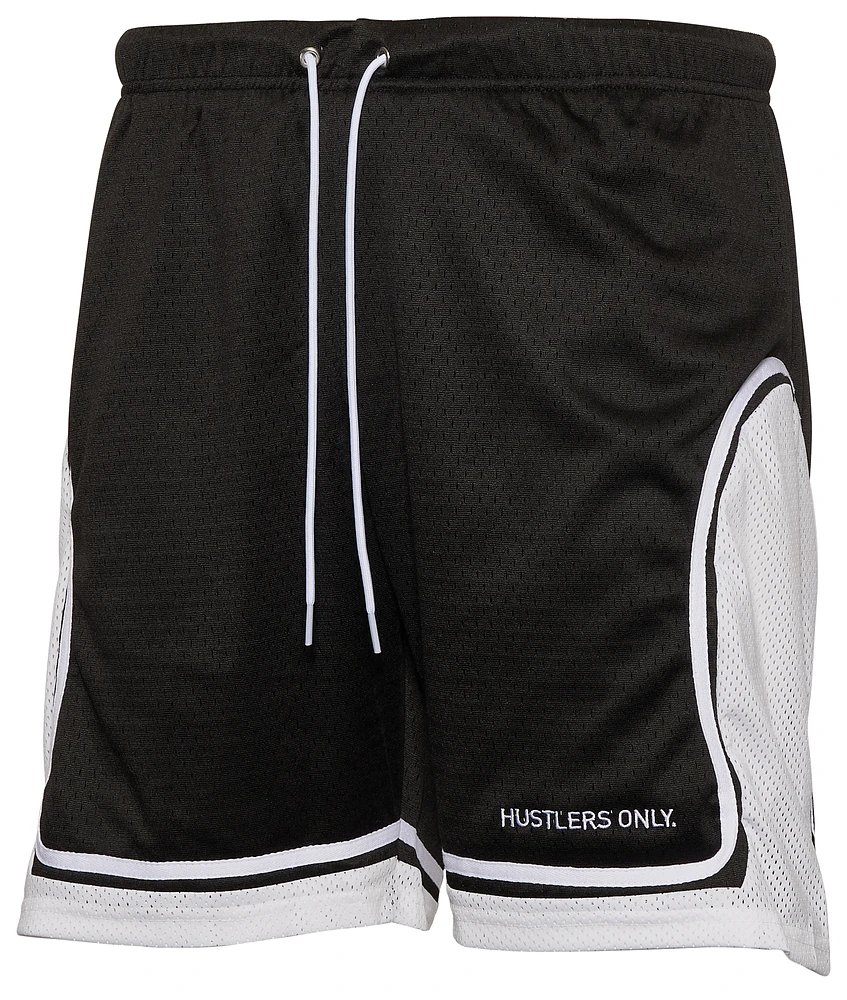 Y.A.N.G Mens Hustlers Only Basketball Shorts - White/Black