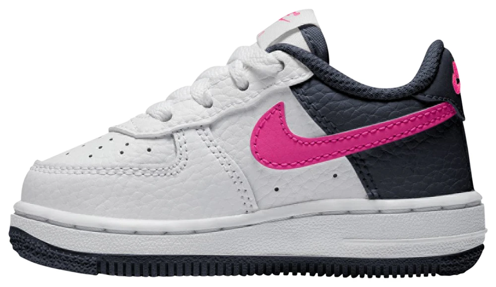 Nike Girls Nike Air Force 1 Low - Girls' Toddler Shoes White/Fierce Pink/Dark Obsidian Size 05.0