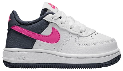 Nike Girls Nike Air Force 1 Low - Girls' Toddler Shoes White/Fierce Pink/Dark Obsidian Size 05.0